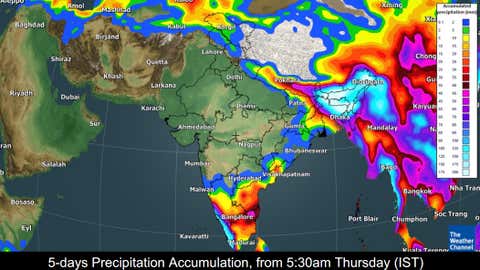 Five-day precipitation accumulation from Thursday to Monday. (TWC Met Team)