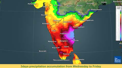 Rain accumulation for 3 days from Wednesday to Friday. (TWC Mate Team)