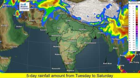 5-day rainfall amount from Tuesday to Saturday. (TWC Met Team)