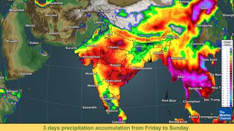 Rain accumulation for 3 days from Friday to Sunday. (TWC Mate Team)