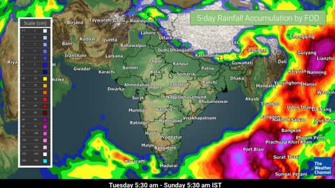 5-day rain accumulation between Tuesday and Sunday. (TWC Mate Team)