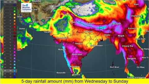 Rain accumulation from Wednesday to Sunday. (TWC Mate Team)