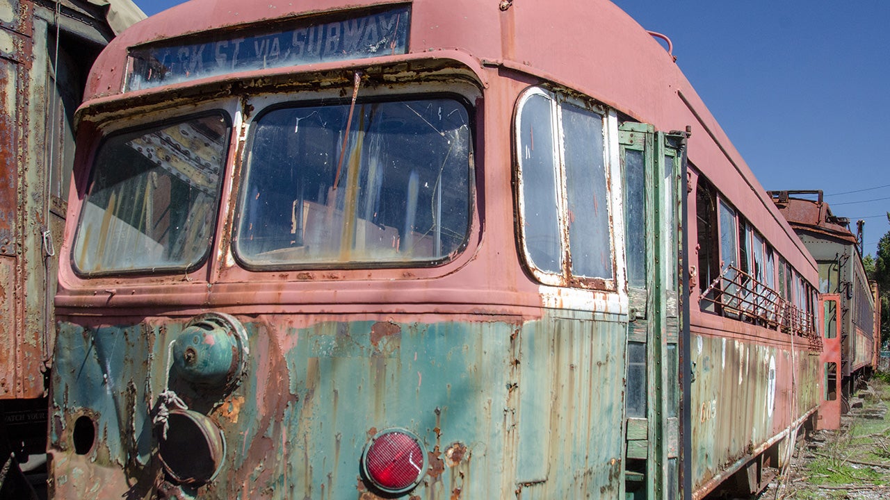 An old subway car sits abandoned in one of several train graveyards in the eastern U.S. (Liz Roll)