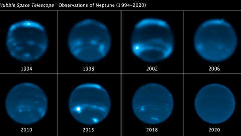 Sun activity is behind Neptune vanishing clouds (Credits: NASA, ESA, Erandi Chavez (UC Berkeley), Imke de Pater (UC Berkeley))