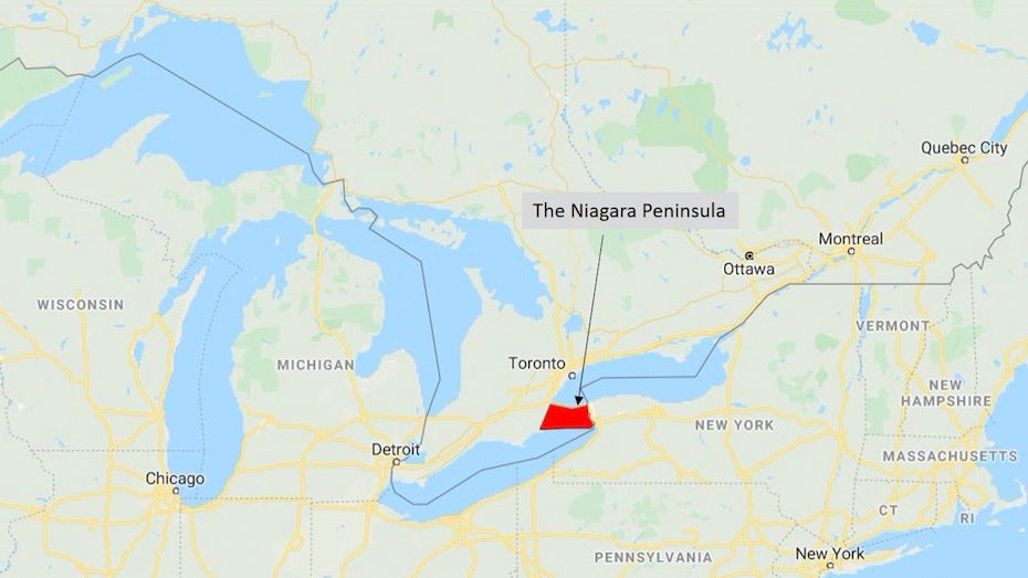 Map of the eastern Great Lakes