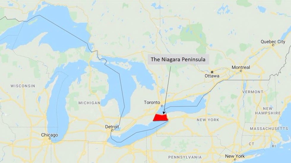 Map of the eastern Great Lakes