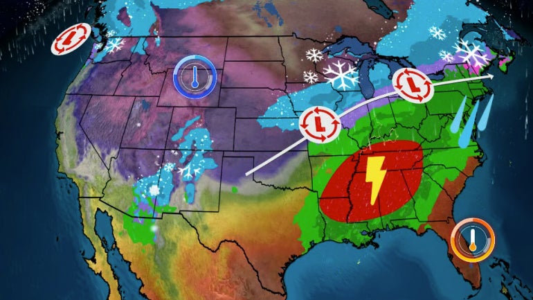 New Year S Severe Weather Threat In The South Wintry Mess Possible In Plains Midwest Northeast The Weather Channel Articles From The Weather Channel Weather Com