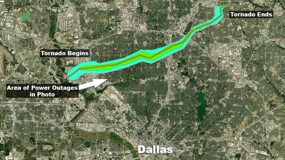 Aerial Photograph Shows How Dallas EF3 Tornado Put Northern Parts of