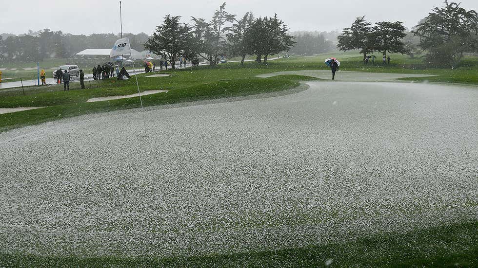 California Hailstorm Delays Final Round of Pebble Beach ProAm Golf