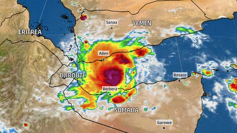 IR satellite image of TC Sagar taken roughly 7 a.m. EDT, May 18, 2018.