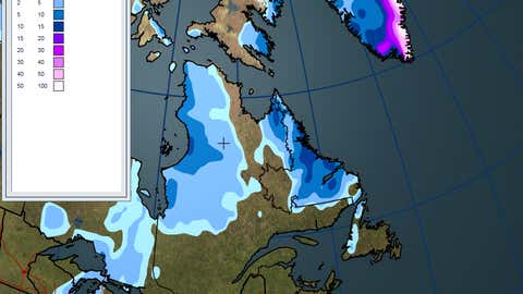 Snowfall through tonight (cm) 
