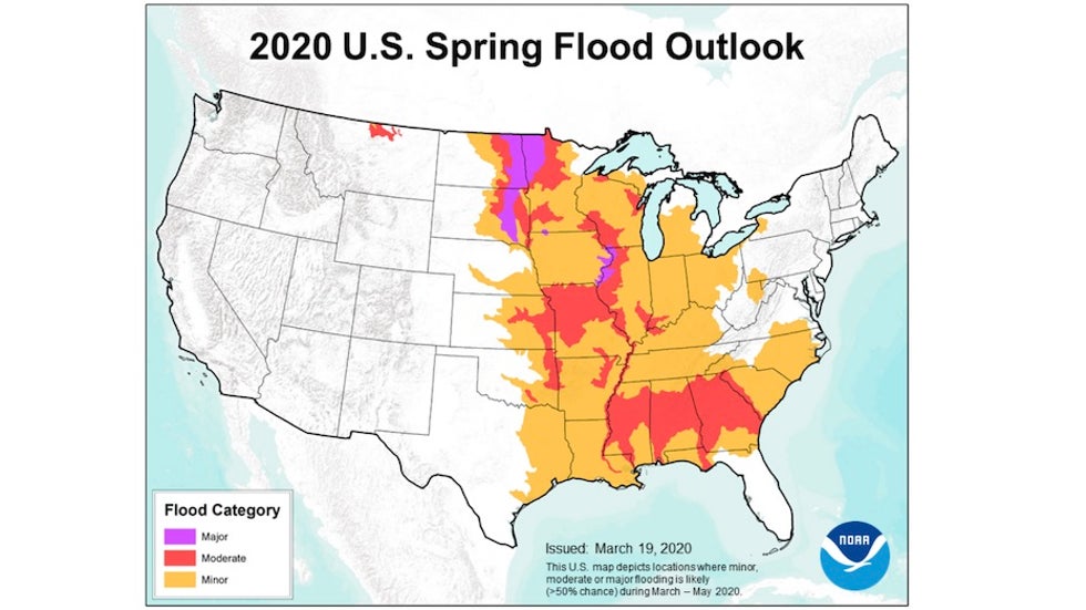 Map of NOAA spring flood outlook