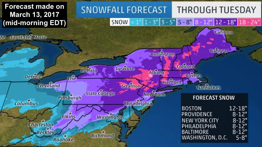 Winter Storm Stella Wasn't Really a Forecast Bust Except Along I95