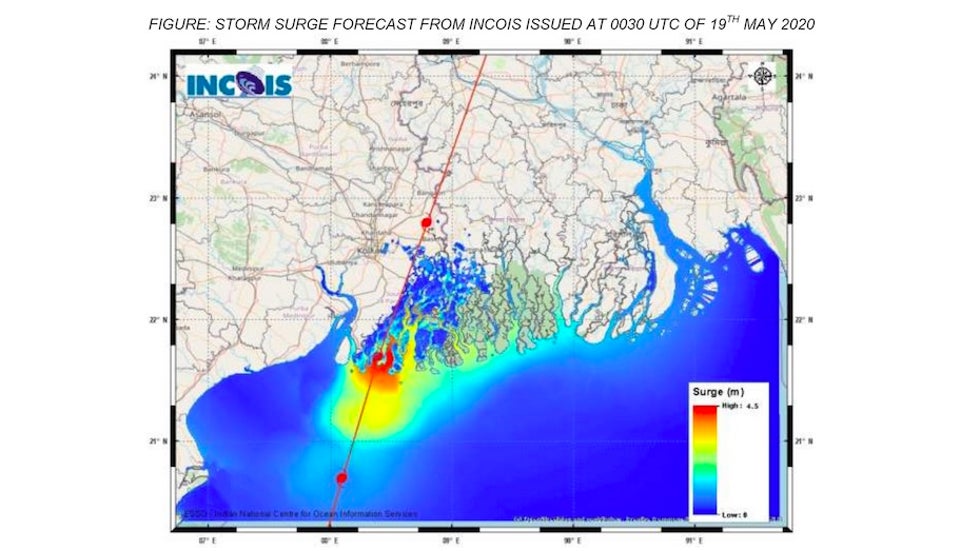 Surge forecast for Amphan issued by IMD at 0030Z 5/19/20