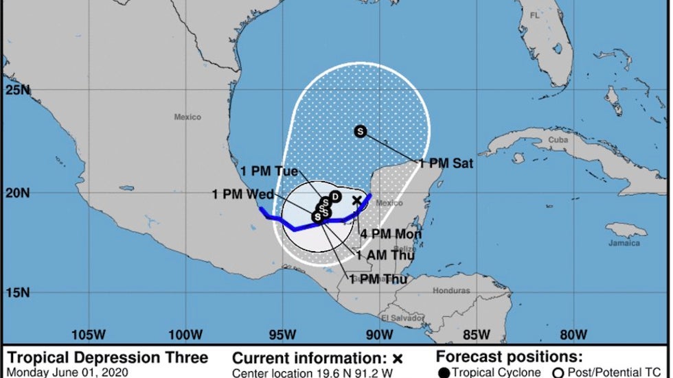 Forecast for TD 3 as of 21Z 6/1/20