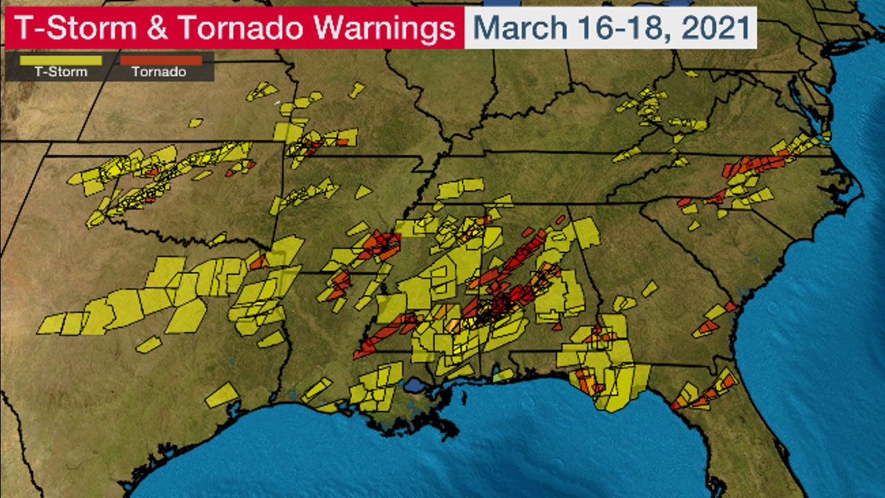 Severe Weather Outbreak Spawned Tornadoes Across The South Over St Patrick S Day The Weather Channel Articles From The Weather Channel Weather Com Map Of Tornado Path Greensboro Nc 2022