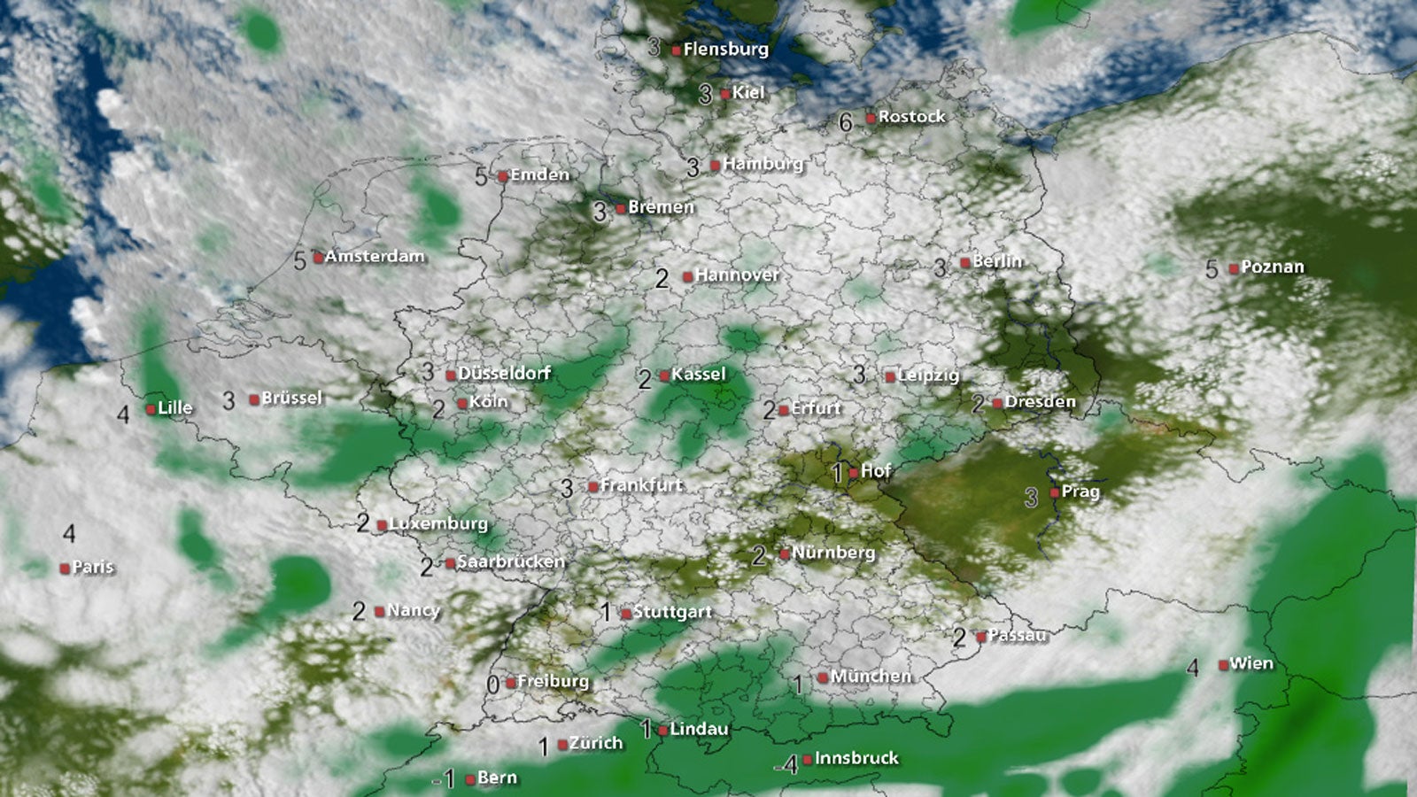 Im Norden sind Schneeschauer möglich im Süden Starkregen The