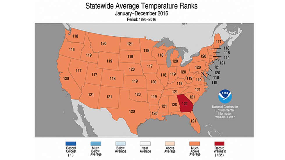 For The U S 2016 Was The Second Warmest Year On Record The Weather for-the-u-s-2016-was-the-second-warmest-year-on-record-the-weather