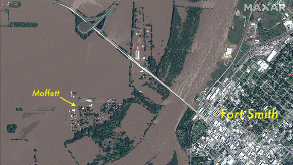 Record Arkansas River Flood Revealed in Stunning Before and After