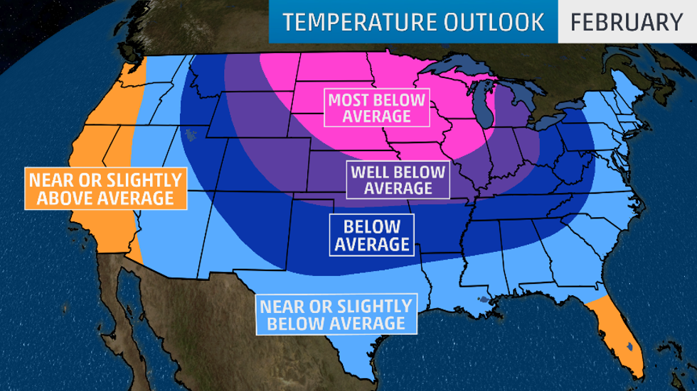February Temperature Outlook Early Thaw, Then Back to Frigid Air The