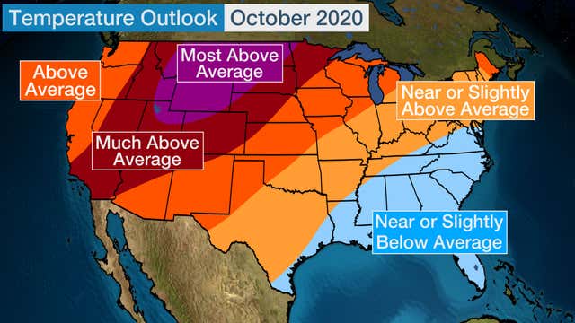 October Temperature Outlook: Western U.S. Remains Warm While Southeast ...