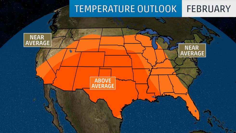 February Temperature Outlook: Warmth Dominates Much of U.S. | The ...