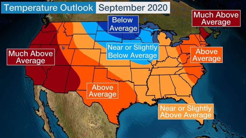September Temperature Outlook: A Taste of Fall in Central U.S. While ...