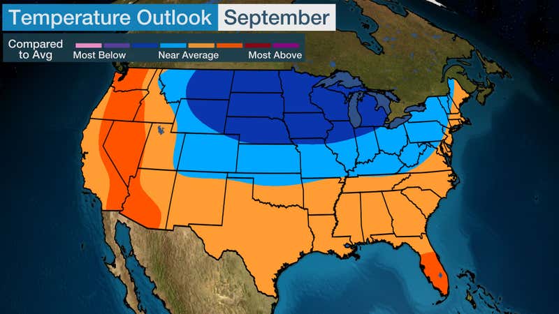 September Temperature Outlook: Cooler Pattern Expected Across Much of ...