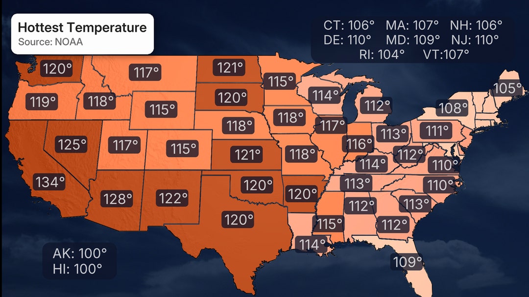 What's The Hottest Temperature In All 50 United States? One Map Tells