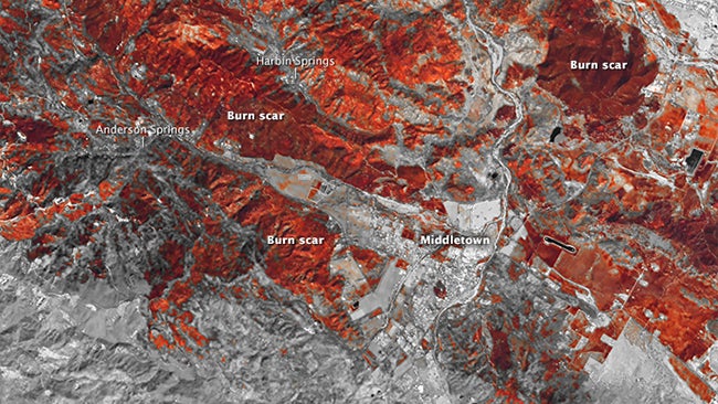 California's Valley Fire Burn Scar As Seen From Satellite Images