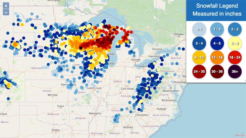 Winter Storm Iona record blizzard Wisconsin Michigan