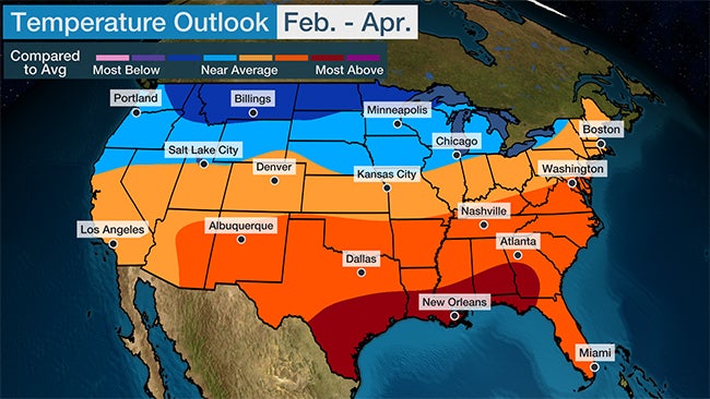 February - April Temperature Outlook 2023