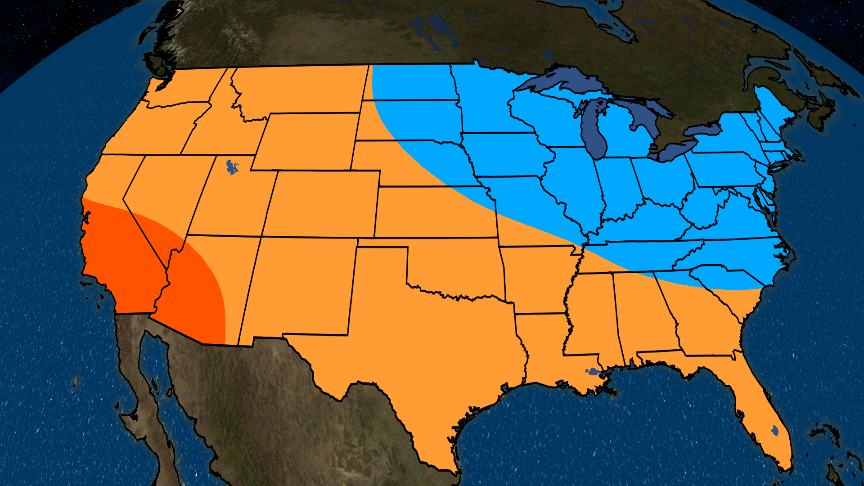 Fall and Early Winter Likely to be Mild in the West and South, Cooler in the Northeast