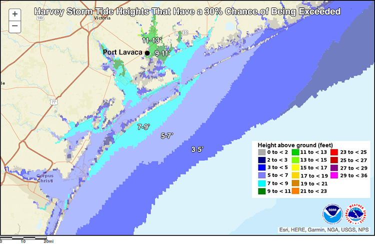 Harvey storm surge forecast