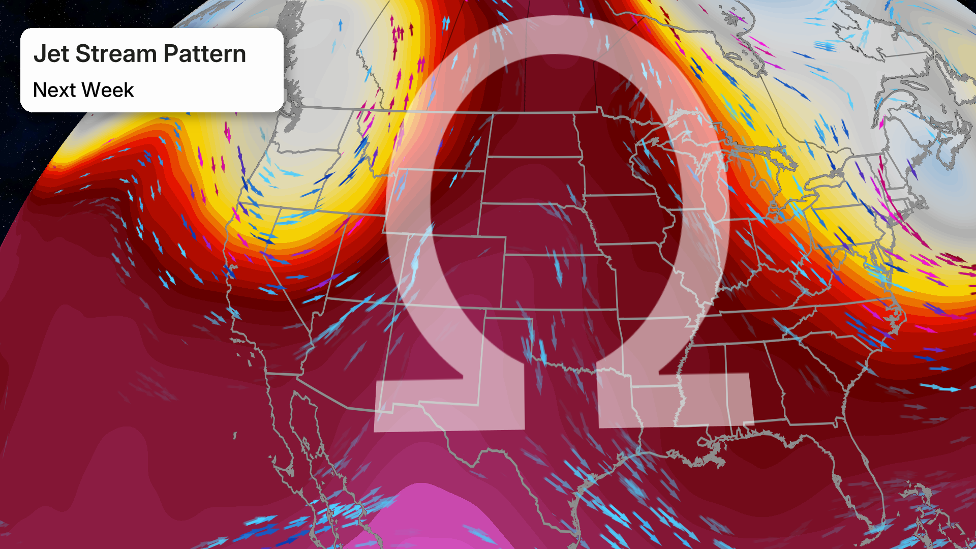 This shows the Omega Block pattern that is setting up across the U.S. next week.