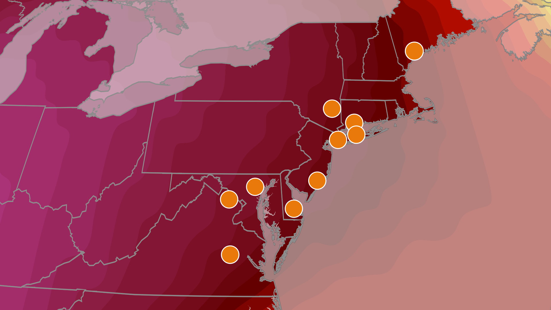 Record heat settled into Northeast and mid-Atlantic