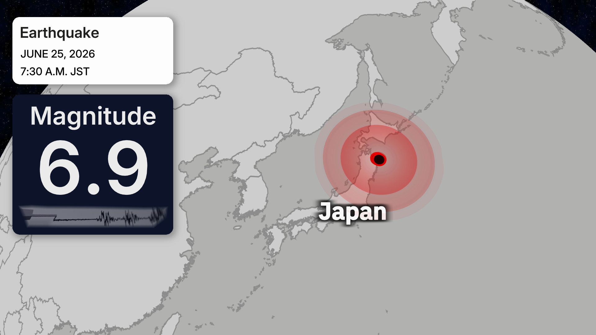 Map showing location of earthquake in Japan