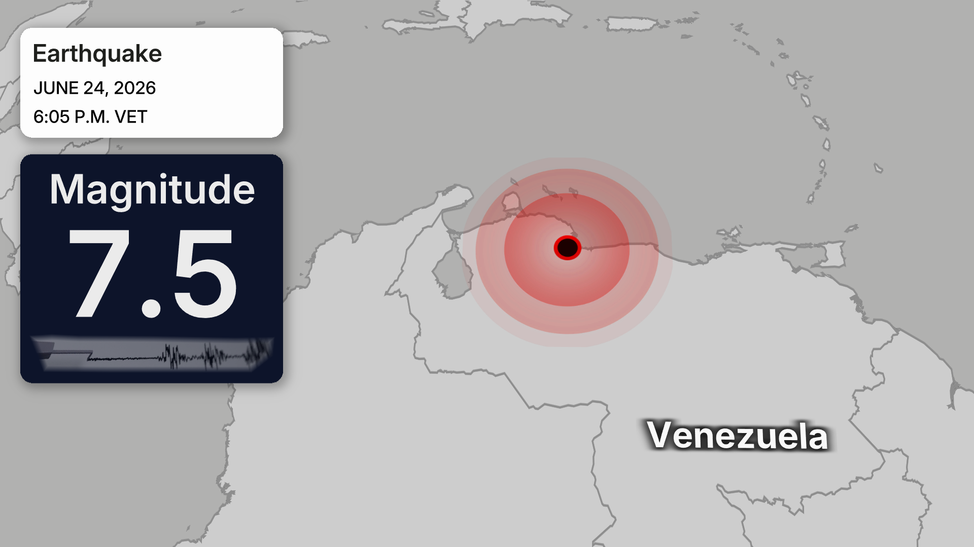 Map showing location of earthquake in Venezuela
