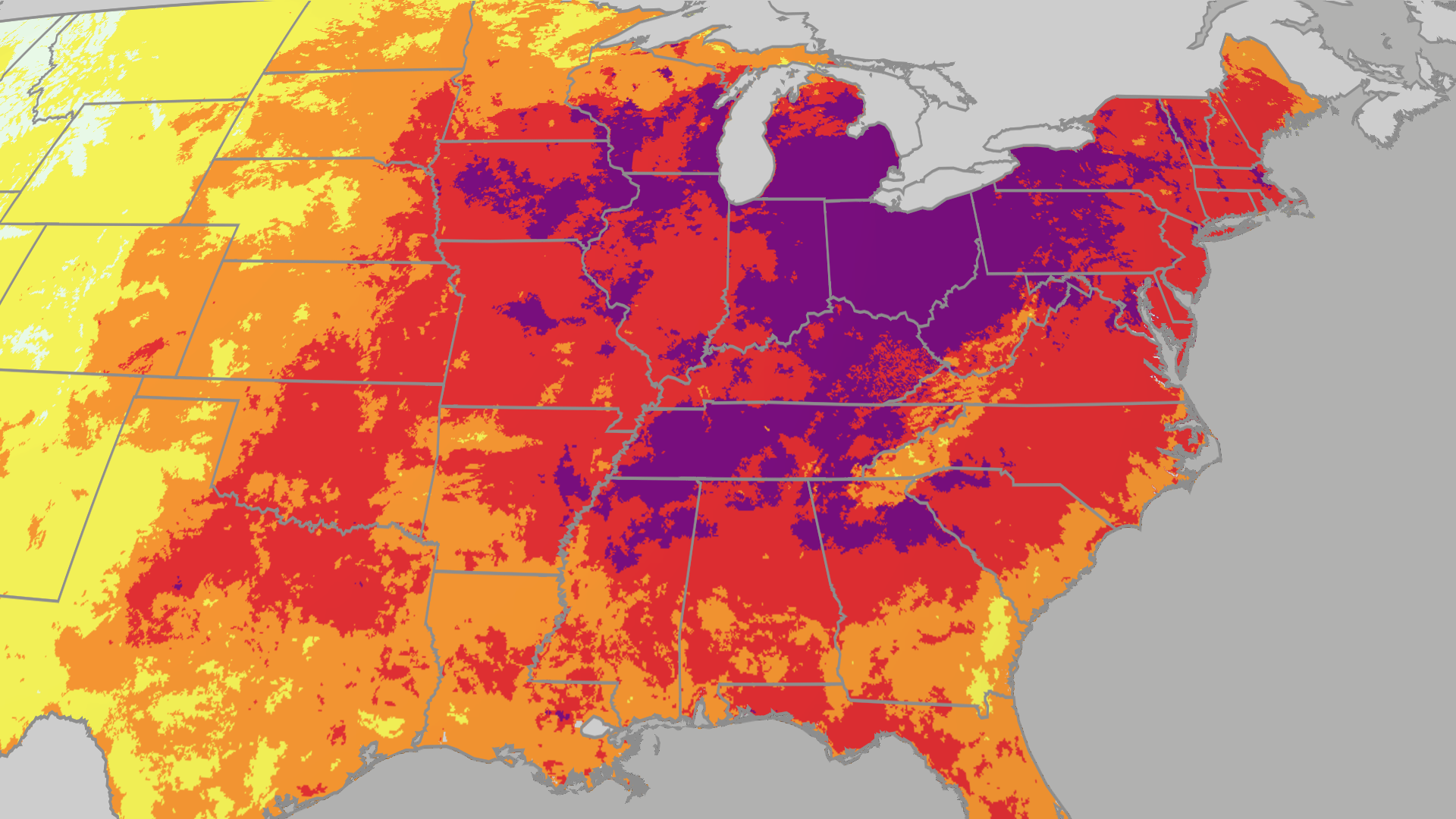 Multiday dangerous heat dome across Central, Eastern US