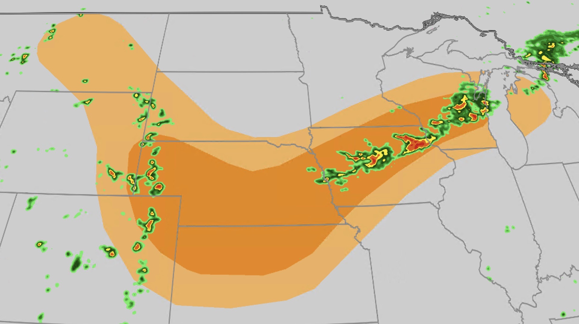 Severe thunderstorms for Central Plains, Upper Midwest