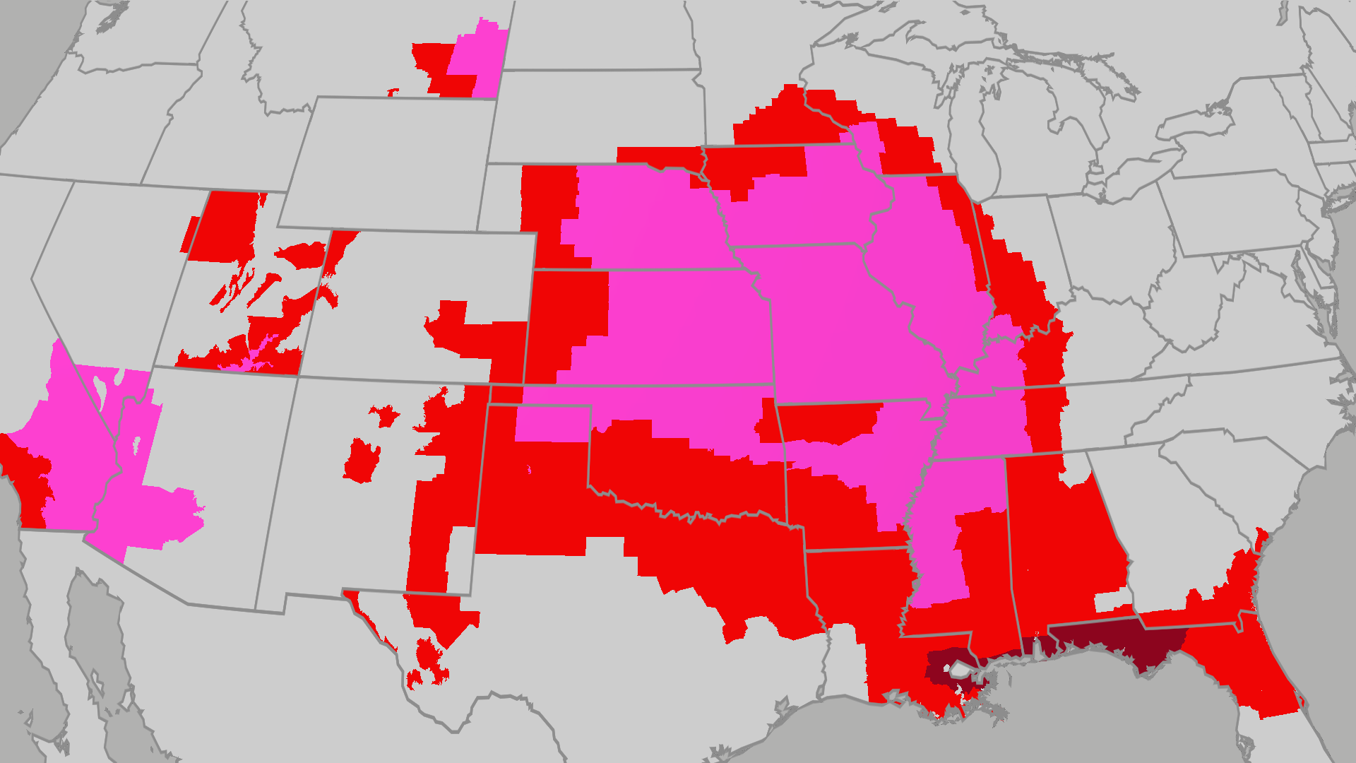Triple-digit feels like temps for central, southern US
