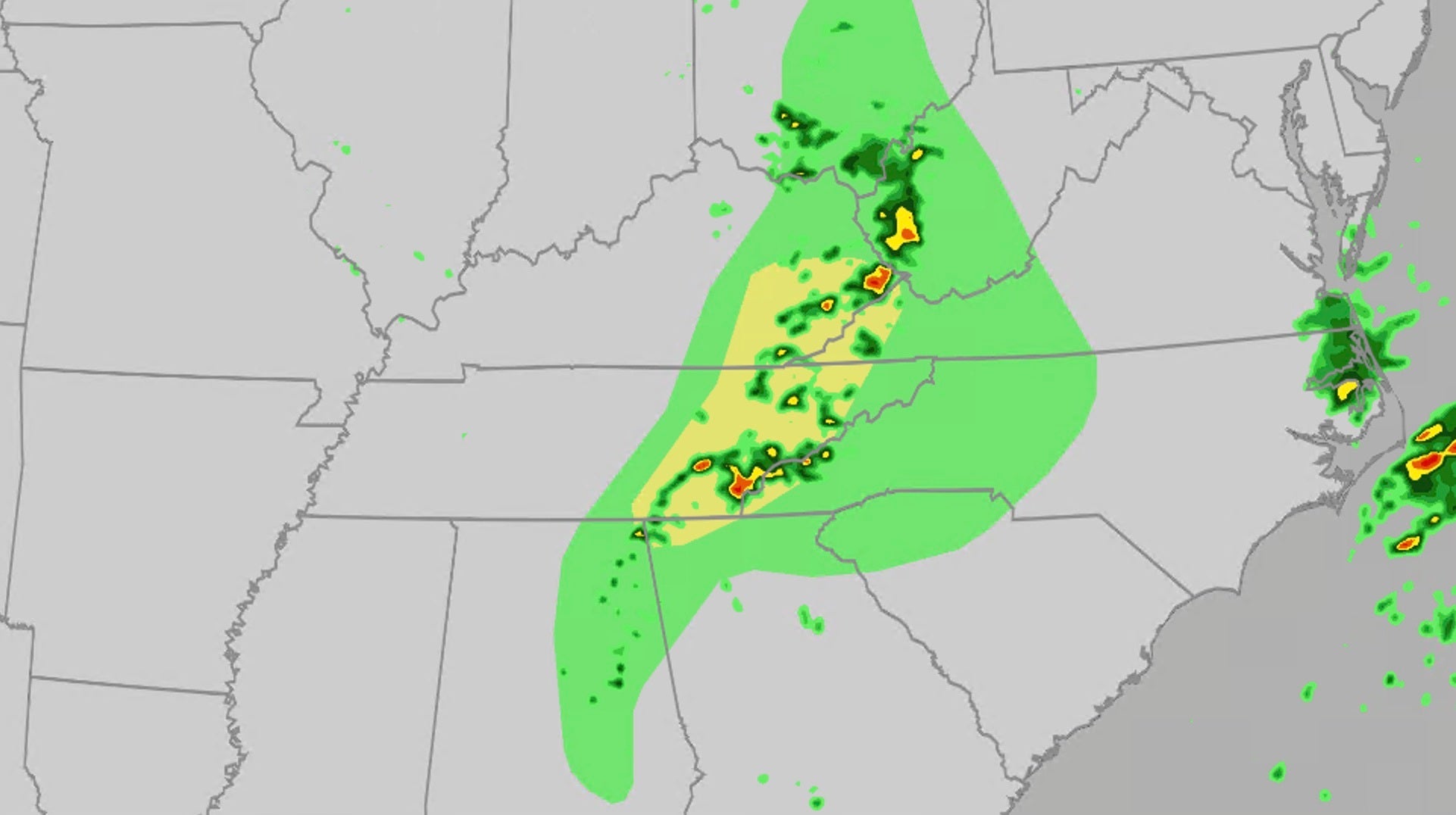 Heavy rain, storms and flooding soak Southeast to mid-Atlantic today