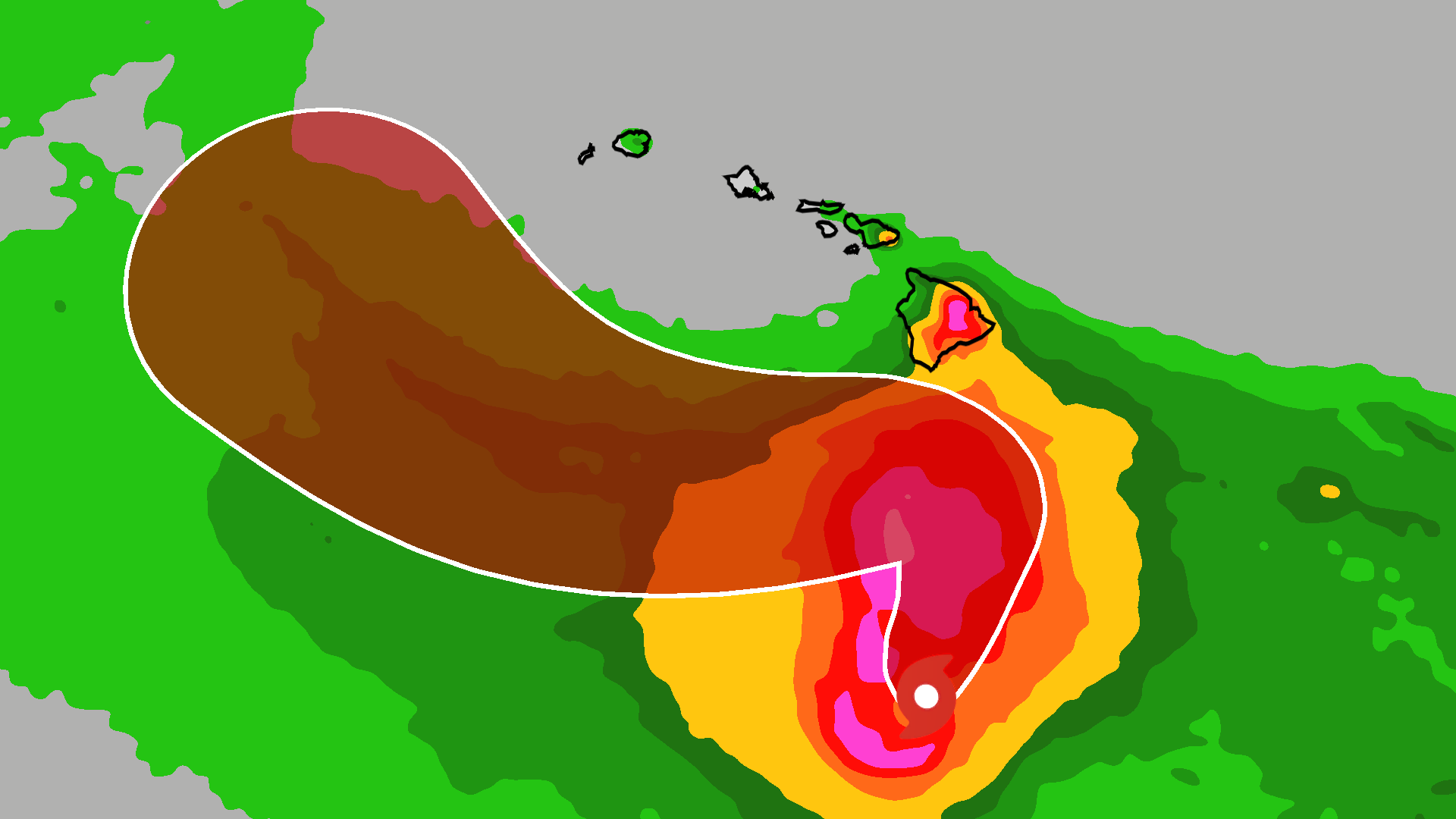 On September 23-24, 2026 Weather.com reported that Tropical Storm Nolo was about 285 miles south of South Point, Hawaii, and about 460 miles south-southeast of Honolulu with maximum sustained winds near 50 mph, a forecast to become a hurricane by Thursday night and a major hurricane possible by the weekend, a hurricane watch for Hawaii County, Big Island rainfall of 15-20 inches with local maxima near 35 inches, Maui up to about 20 inches, storm surge of 1-3 feet, framing as the fourth Hawaii tropical system this season after Lala, Moke, and Lowell and a zombie storm revived after Tropical Depression Fifteen-E; Hawaii News Now listed island-by-island closures and cancellations; Aloha State Daily reported NWS major-impact warnings and Mayor C. Kimo Alameda's emergency proclamation with models pulling the track south while impacts beyond the cone remained; unfinished Tropical Storm Nolo intensity and track clocks plus unfinished Hawaii flood and wind risk is not already Hawaii already destroyed forever and not already the storm already harmless forever because the center stays offshore