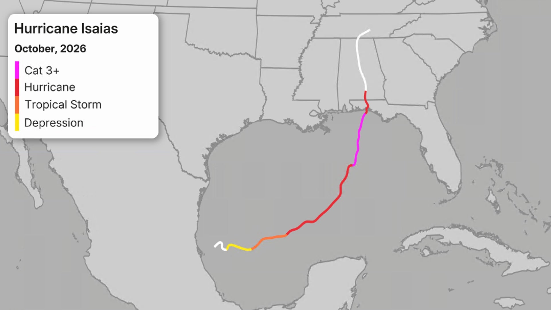 This image shows the history of Hurricane Isaias.