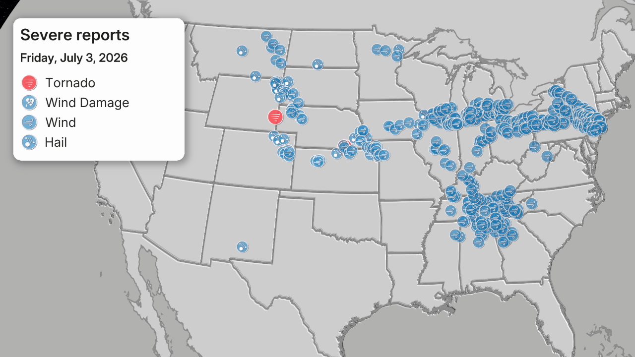 Fourth of July 2026 holiday weekend severe weather reports