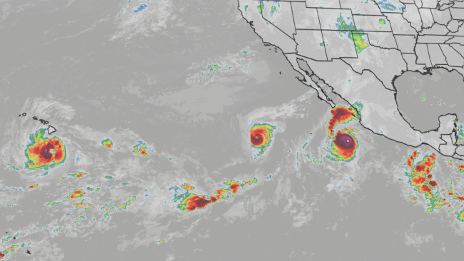 Three Pacific hurricanes at once Sept. 25, 2026