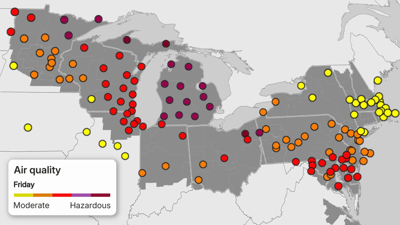 Air quality alerts and AQI forecast Friday