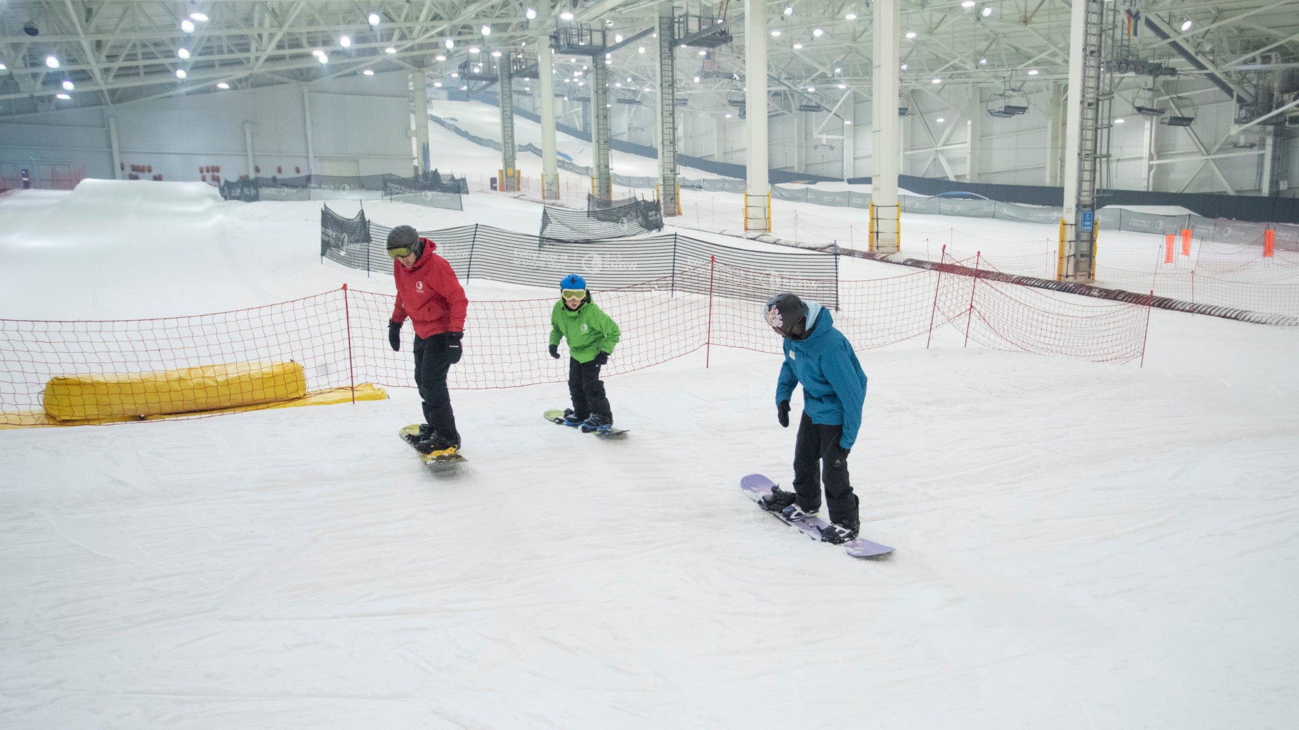 A snowboarding lesson at Big Snow American Dream in East Rutherford, New Jersey.