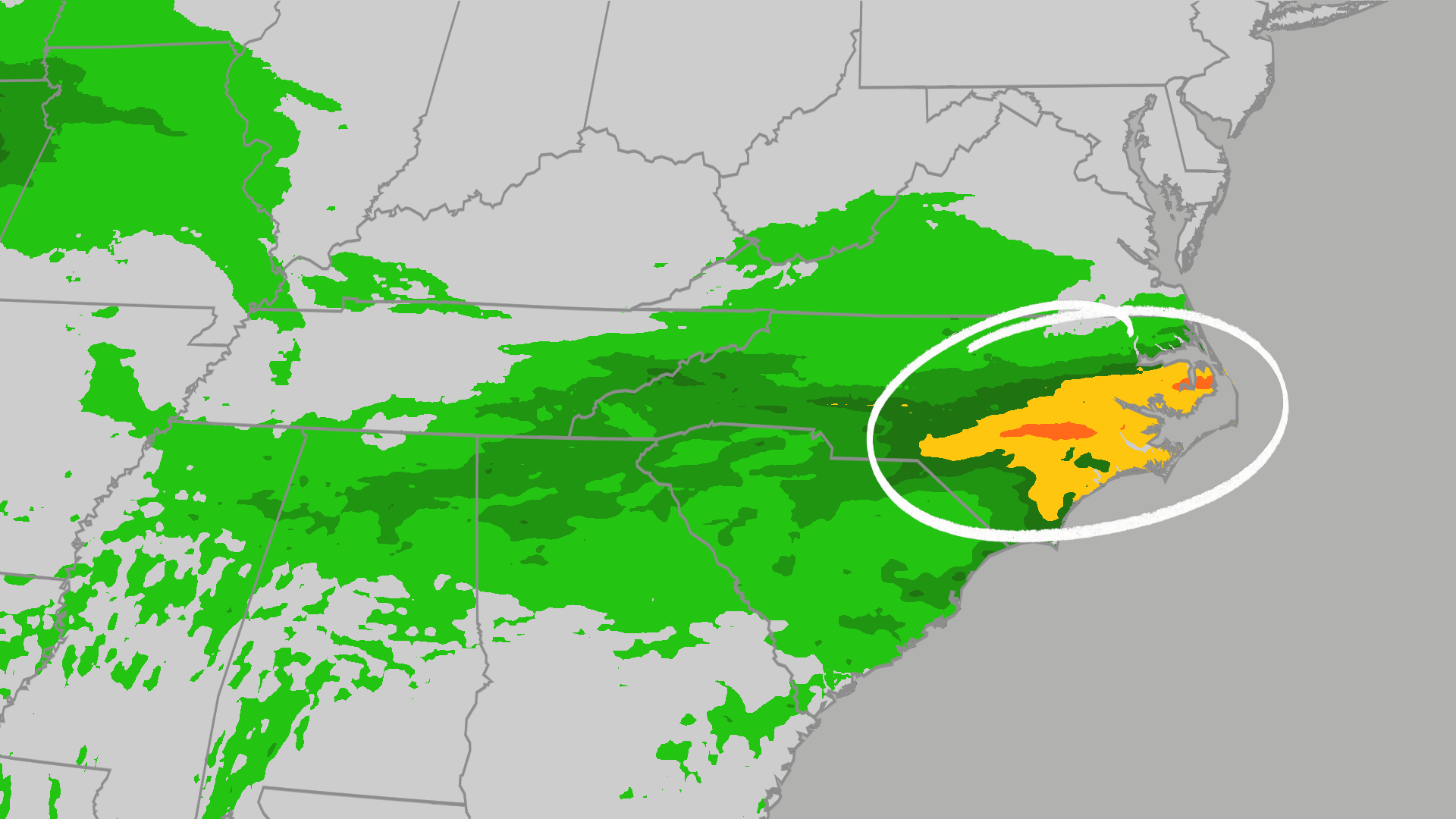 Dangerous flash flood risk for mid-Atlantic, Southeast today