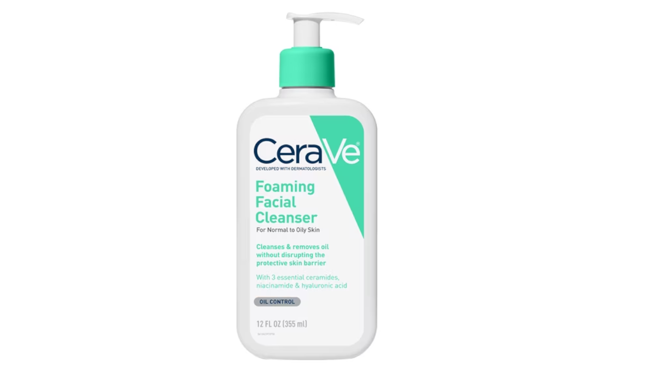 CeraVe Foaming Facial Cleanser pump bottle, 12 fl oz, for normal to oily skin